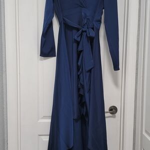 Elegant Long Sleeve Navy Dress